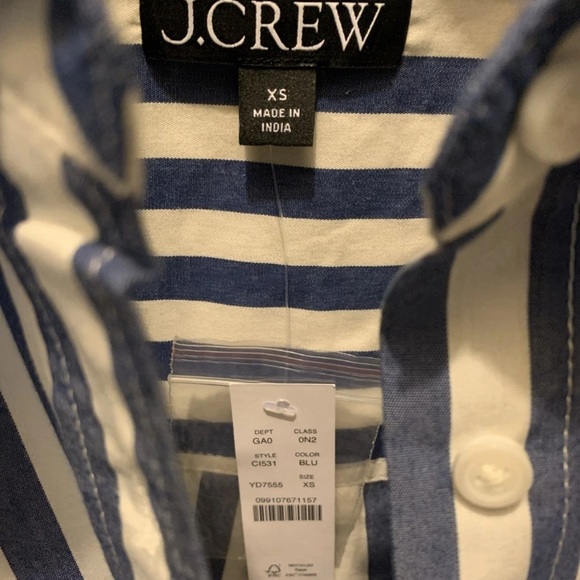 J. Crew etienne cropped button up shirt in striped cotton - XS - Retail $98 NWT - Picture 7 of 7